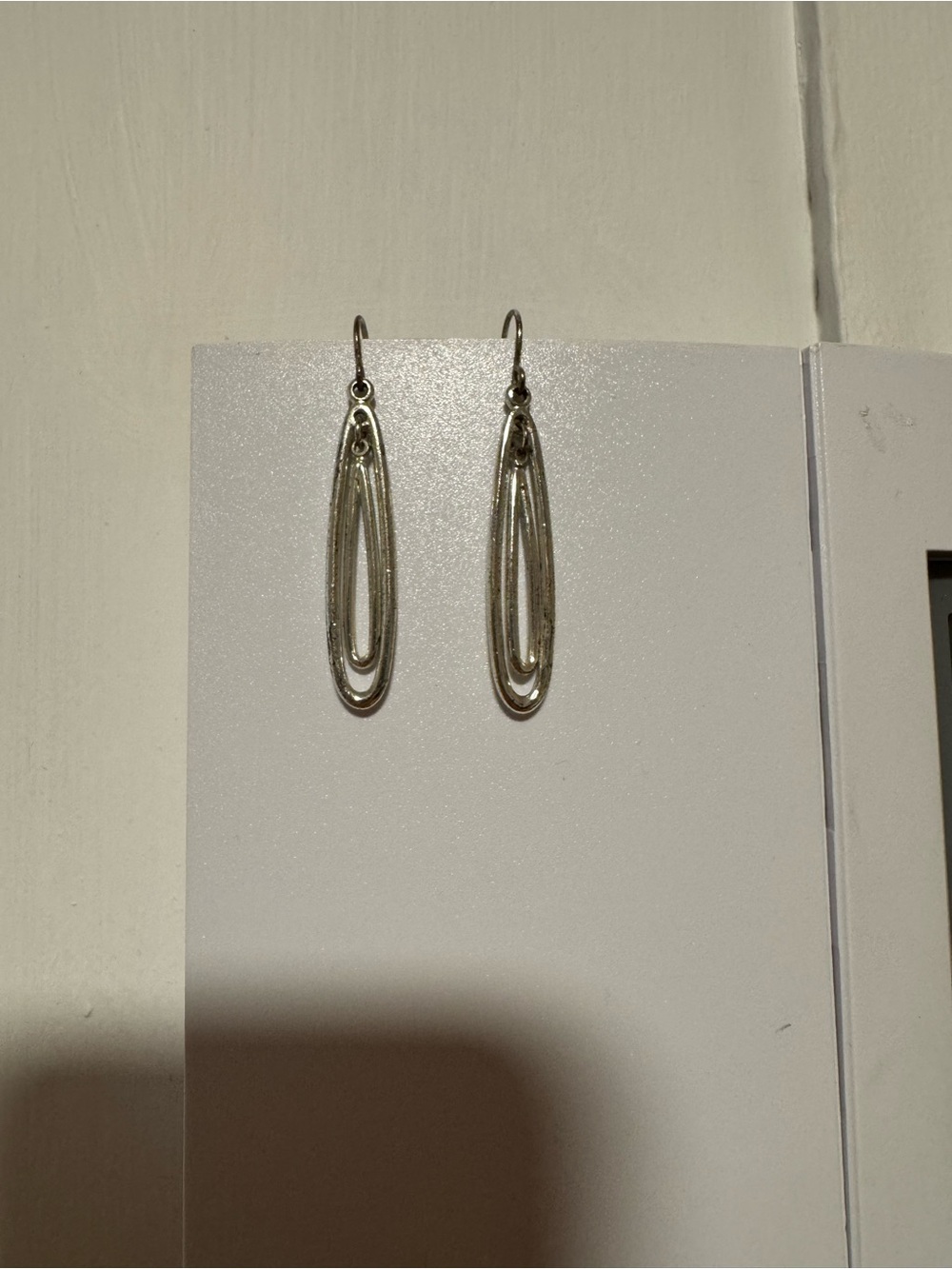 Sterling Silver Double-Loop Drop Earrings - Silver